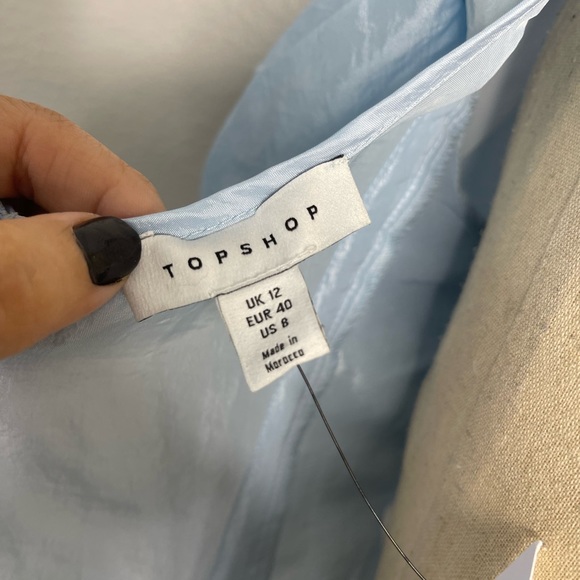 New without Tags TopShop Sky Blue Puff Sleeves Corset Crop Top - Picture 4 of 5
